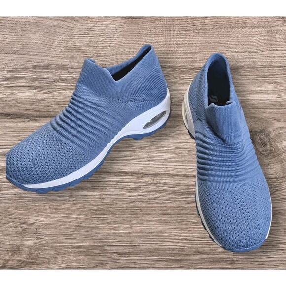 STQ Slip On Breathe Mesh Walking Shoes Womens Size 7.5 Blue Sneakers Comfort - Picture 3 of 9